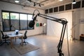 Podcast studio setup with microphone Royalty Free Stock Photo