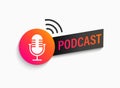 Podcast symbol, icon with studio microphone.