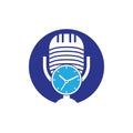 Podcast time vector logo design template.