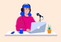 Podcast women cartoon style vector illustration