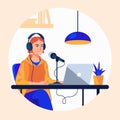 Podcast women cartoon style vector