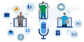 Podcaster audio podcast broadcast radio technology connection global multimedia entertainment microphone icon