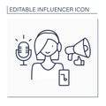 Podcaster influencer line icon