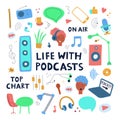 Podcasts concept clipart Royalty Free Stock Photo