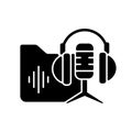 Podcasts library black glyph icon Royalty Free Stock Photo
