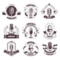 Podcasts and radio stations with talk shows labels Royalty Free Stock Photo