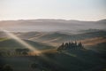 Podere Belvedere Villa in Val d`Orcia Region in Tuscany, Italy  in the Early Morning Royalty Free Stock Photo