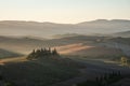 Podere Belvedere Villa in Val d`Orcia Region in Tuscany, Italy at Sunrise Royalty Free Stock Photo