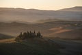 Podere Belvedere Villa in Val d`Orcia Region in Tuscany, Italy at Sunrise Royalty Free Stock Photo