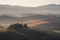Podere Belvedere Villa in Val d`Orcia Region in Tuscany, Italy at Sunrise Royalty Free Stock Photo