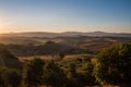 Podere Belvedere Villa in Val d`Orcia Region in Tuscany, Italy at Sunrise Royalty Free Stock Photo