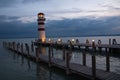 Podersdorf, lighthouse at sunset