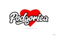 podgorica city design typography with red heart icon logo