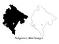 Podgorica, Montenegro. Detailed Country Map with Location Pin on Capital City.