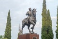 Close up on Equestrian Monument Nicholas I of Montenegro in capital of Montenegro, Podgorica