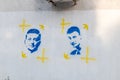 Murals of President Volodymyr Zelenskyy and Kyiv Mayor Vitali Klitschko
