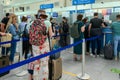 Passport control at the International Airport of Podgorica in Montenegro