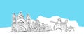 Podgorica, Montenegro Skyline Panorama Vector Sketch