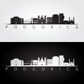 Podgorica skyline and landmarks silhouette