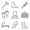 Podiatrist care icons set, outline style