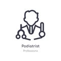 podiatrist outline icon. isolated line vector illustration from professions collection. editable thin stroke podiatrist icon on Royalty Free Stock Photo