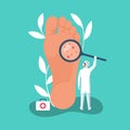 Podiatry concept. Landing Page feet treatment. Vector flat.