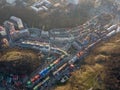 Top view of new modern houses in Vozdvizhenka district, Kiev, Ukraine Royalty Free Stock Photo