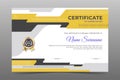 Certificate of appreciation template design with Yellow, gray and black modern shape Royalty Free Stock Photo