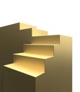 Podium background, golden stage platform with gold stairs, 3d on white background. Golden podium staircase or showcase ladder,