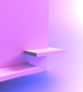 Podium background, pedestal platform or stand display, 3D render. Product shelf podium or platform stand on puplr gradient