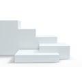 Podium background, platform pedestal and product display, white 3d. Stage podium or studio display stand stairs of empty block Royalty Free Stock Photo