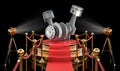 Podium with car engine pistons, 3D rendering Royalty Free Stock Photo
