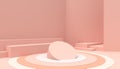 Podium  Circle  Geometric composition shape minimal and Modern concept Art  pink wall scene on pink background Royalty Free Stock Photo