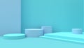 Podium composition Geometric Circle shape minimal and Modern concept Art pastel Blue wall on Blue background