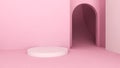Podium cosmetics concept on pink background 3d render