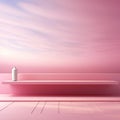 Cosmetic pink background and premium podium display for product presentation