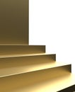 Podium, gold platform or golden pedestal background, 3d render. Golden stage or product display and luxury golden stand stair on