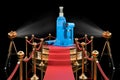 Podium with hydraulic bottle jack, 3D rendering Royalty Free Stock Photo