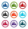 Podium icon flat round buttons set illustration design