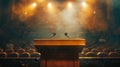 The podium with microphones.AI generated image Royalty Free Stock Photo