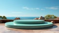 Podium mint background empty platform abstract pedesta. Generative AI. Royalty Free Stock Photo