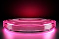 Podium. Neon pink. Abstract background, Futuristic pedestal for product presentation, Display modern. 3D illustration. Generative Royalty Free Stock Photo