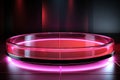 Podium. Neon pink. Abstract background, Futuristic pedestal for product presentation, Display modern. 3D illustration. Generative Royalty Free Stock Photo