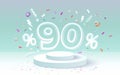 Podium percentage 90 gift, discount banner offer. Vector illustration