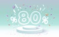 Podium percentage 80 gift, discount banner offer. Vector illustration