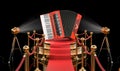 Podium with piano accordion, 3D rendering