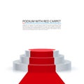 Podium with red carpet, Red stairs background. Royalty Free Stock Photo