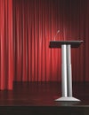 Podium and red curtain