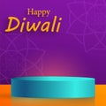 Podium round stage style, for Diwali, Deepavali or Dipavali, the indian festival of lights with Diya lamp, fire lighting and orien Royalty Free Stock Photo