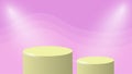 Podium scene pink background. podium with spot light and soft waves for product promotion, business, cosmetics. Vector 3D